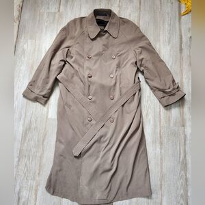 Vintage Chaps Ralph Lauren Gray Suede Long Trench Coat Belted Size 44R